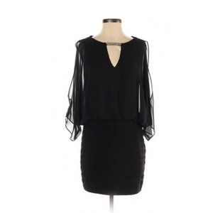 cache black chiffon cut out keyhole rhinestone flo